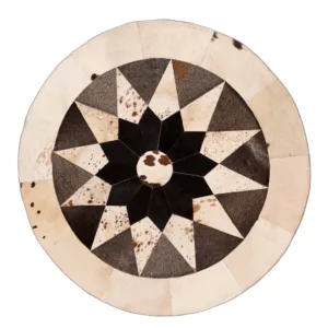 Premium Round Cowhide Patchwork Rug
