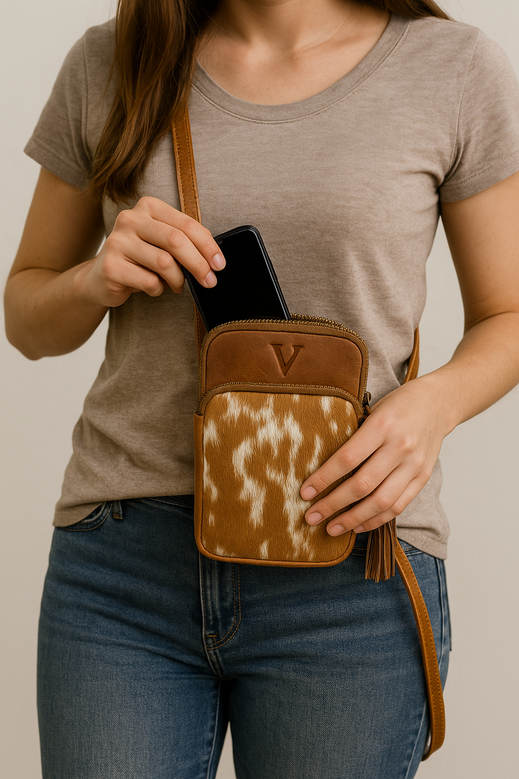 cowhide clutches for women