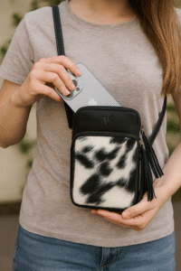 cowhide clutches for women