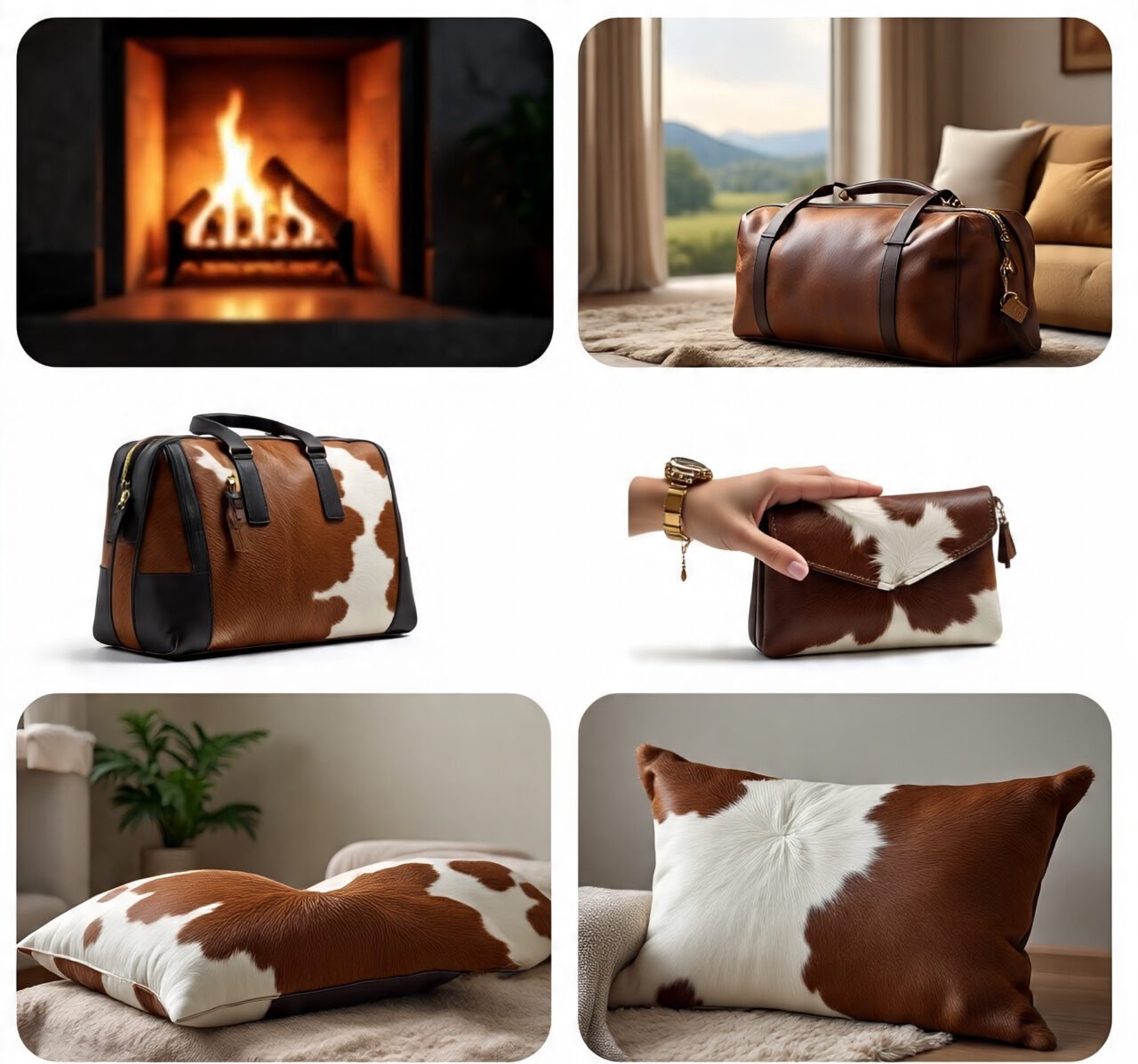 handcrafted cowhide bags on Etsy