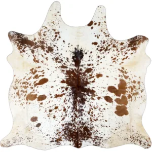 Ridge Sprinkled Tan & White Cowhide Rug