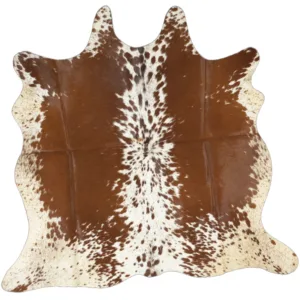 Rustered Bonze Tan & White Cowhide Rug