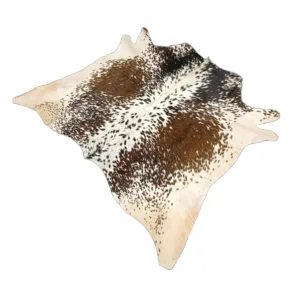 Shadow-Glaze Genuine Cowhide Rug Tan & White