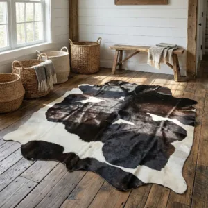 Obsidian Split cowhide rug