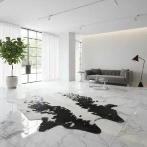 Ash Snow Black & White Cowhide Rug