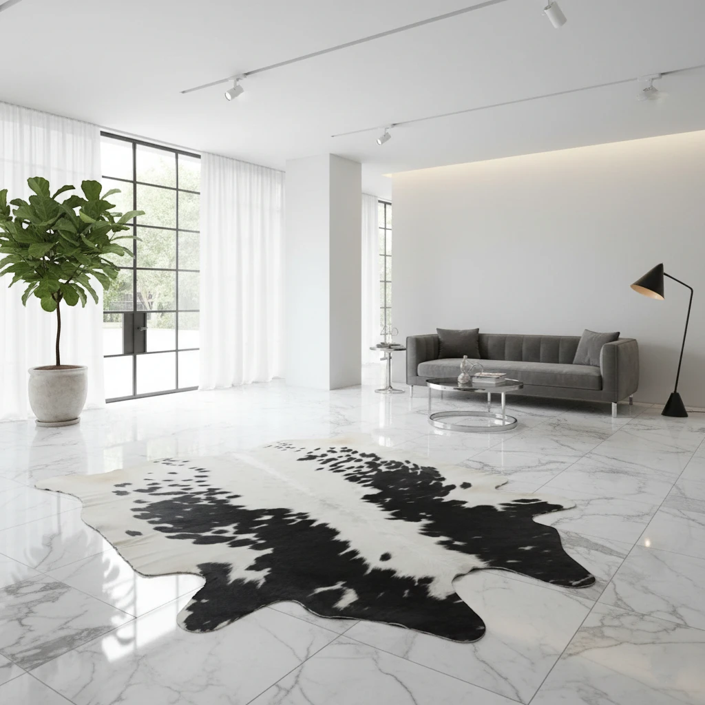 Ash Snow Black & White Cowhide Rug (1) Ash Snow Black & White Cowhide Rug