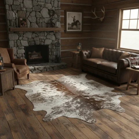 Cocoa Dust Beige and White Cowhide Rug (1)
