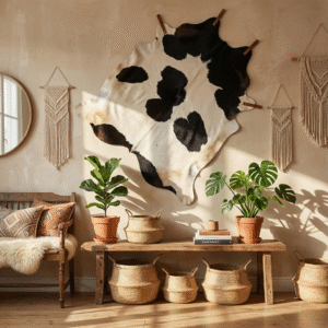 Zenithue Genuine Natural Cowhide Rug Black & White