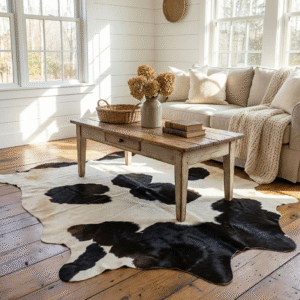 Zenithue Genuine Natural Cowhide Rug Black & White