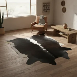 Onyx Trace Genuine Natural Cowhide Rug Black & White