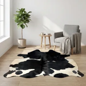Polar Mark Black & White Cowhide Rug