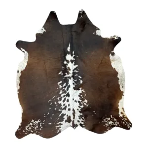 Rustic Ember Brown & White Cowhide Rug