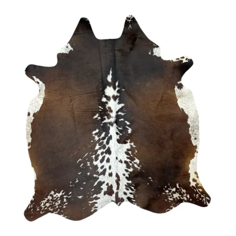 Rustic Ember Brown & White Cowhide Rug