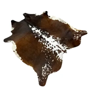 Rustic Ember Brown & White Cowhide Rug