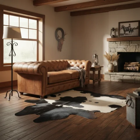 Snow & Shadow Genuine Natural Cowhide Rug Black Speckled (1)