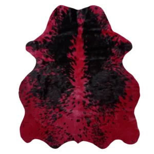 dyed red cowhide rug