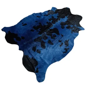 big genuine leather cowhide rug blue dyed under sectional sofa living room