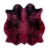 small genuine red dyed cowhide rug 3x3 vivid crimson black spots hardwood