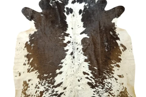 Brown and White, Brown salt and pepper, Tricolor Cowhide Rug – 5'-5" x 5'-6"