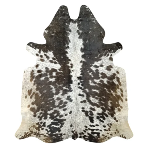 Brown salt and pepper, Tricolor Cowhide Rug – 4'-5" x 5'-0"