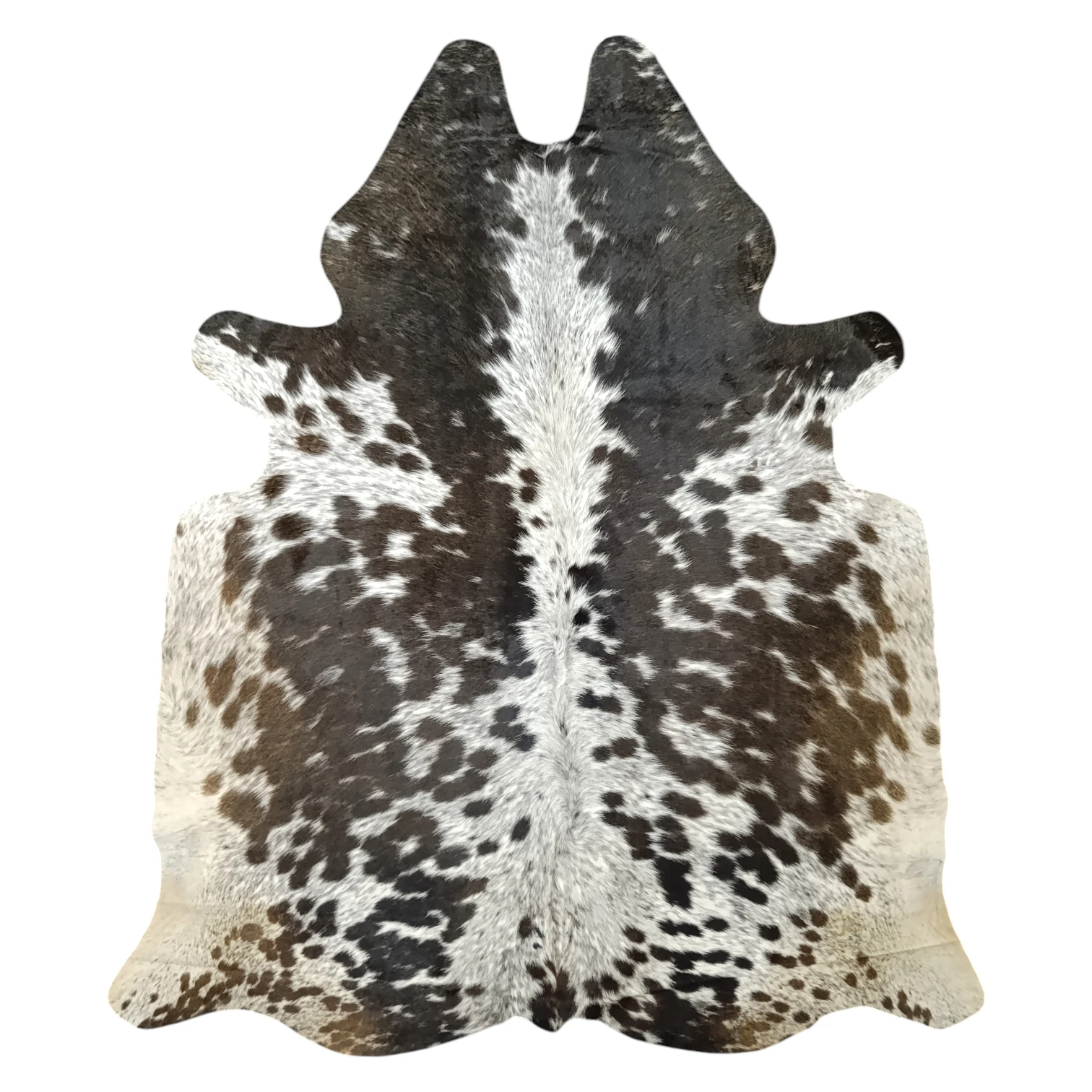 Brown salt and pepper, Tricolor Cowhide Rug – 4'-5" x 5'-0"