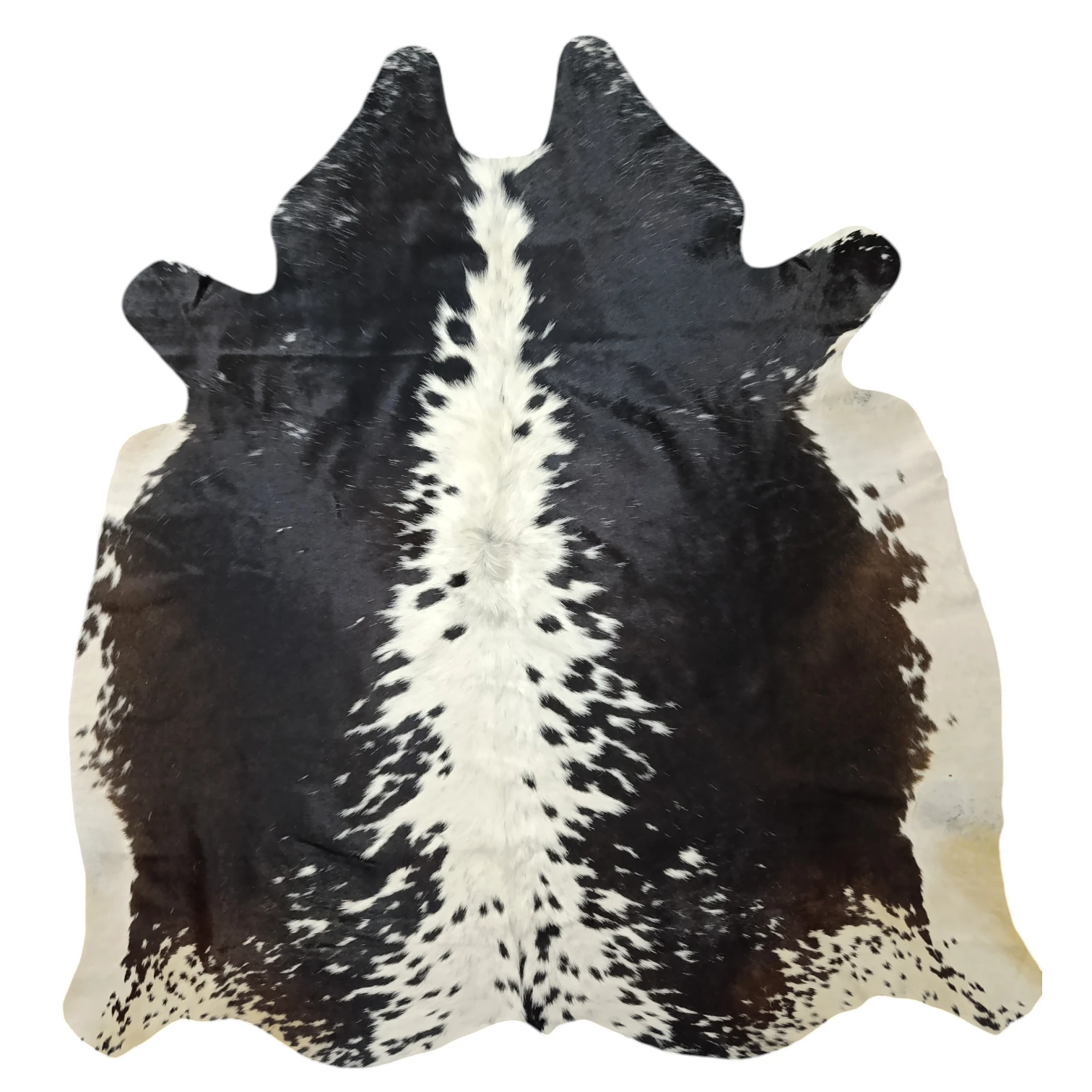 Premium Brazilian Cowhide Rug Black and White + Tricolor - SIZE 5'-0"x 5'-2"