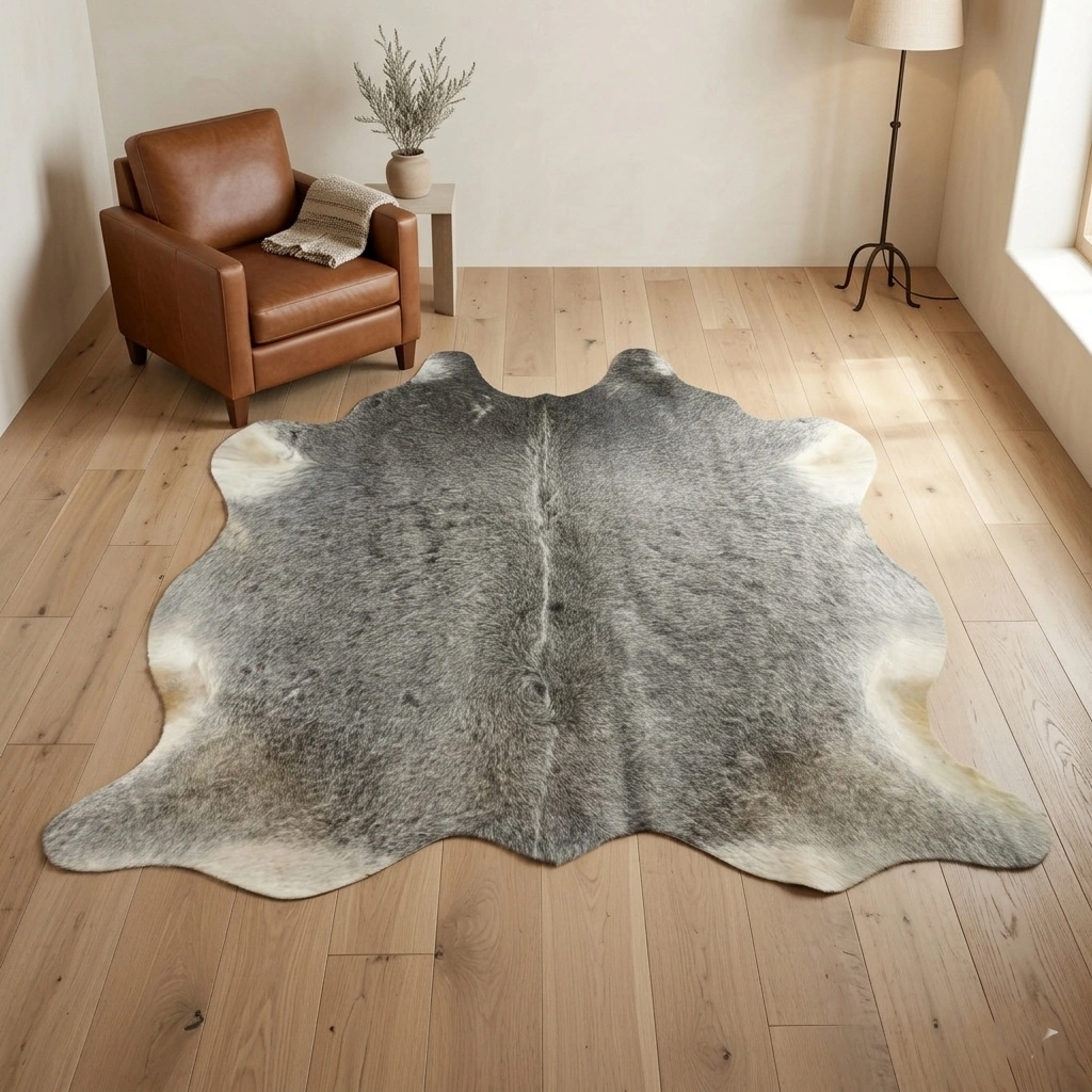 Grey cowhide rugs in 4'-3" x 3'-6" - Image 2
