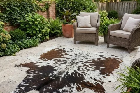 Brown salt and pepper, Tricolor Cowhide Rug – 5'-4" x 4'-9"