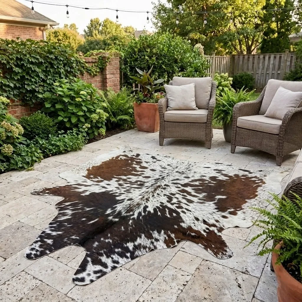 Brown salt and pepper, Tricolor Cowhide Rug – 5'-4" x 4'-9"