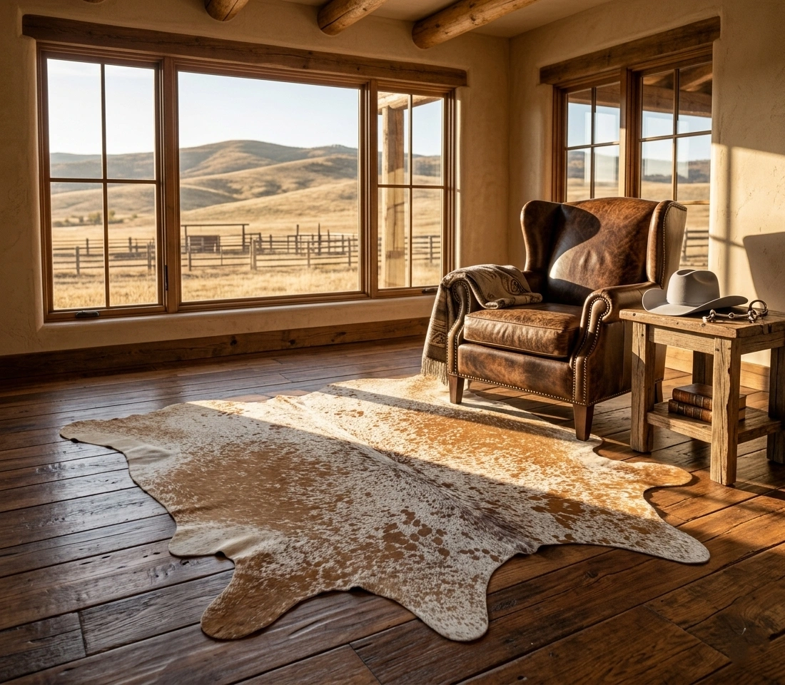 Brown salt and pepper Cowhide Rug – 5'-7" x 4'-9" - Image 2