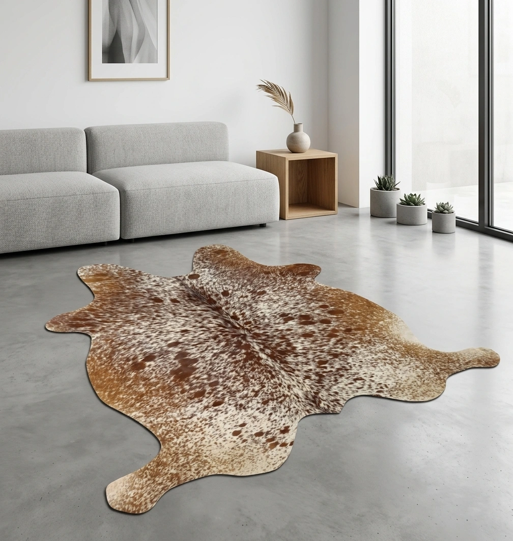 Brown salt and pepper Cowhide Rug – 5'-9" x 5'-4" - Image 2