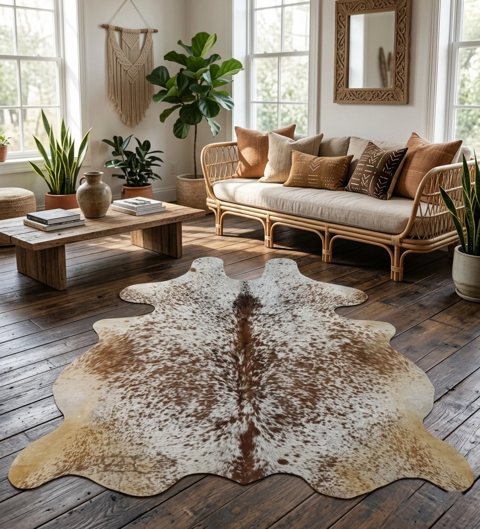 Brown salt and pepper Cowhide Rug – 5'-5" x 5'-7" - Image 2