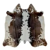 Brown and White salt and pepper, Tricolor Cowhide Rug – 4'-10" x 4'-9"