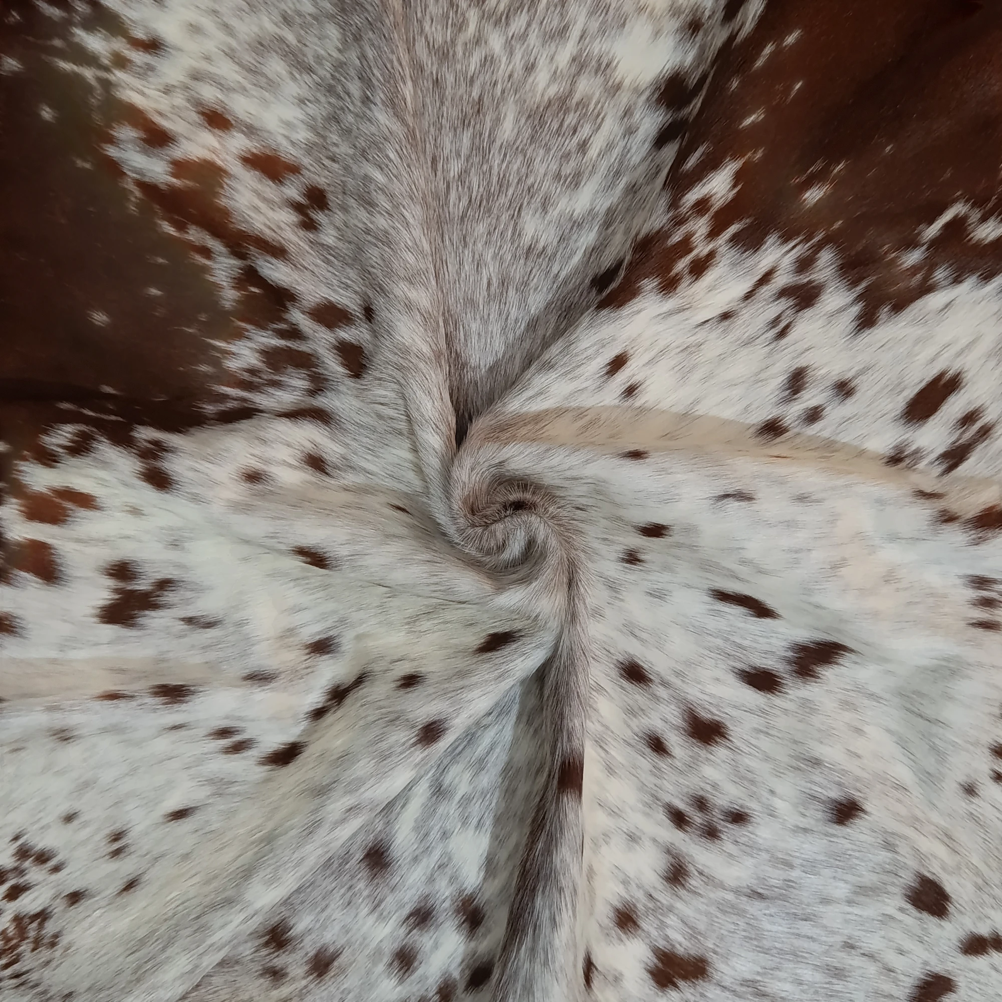 Brown and White, Brown salt and pepper Cowhide Rug – 5'-3" x 5'-11" - Image 4