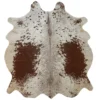 Brown and White, Brown salt and pepper Cowhide Rug – 5'-3" x 5'-11"