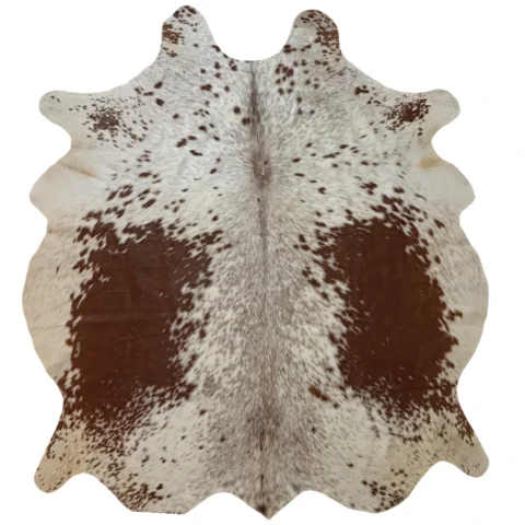 Brown and White, Brown salt and pepper Cowhide Rug – 5'-3" x 5'-11"
