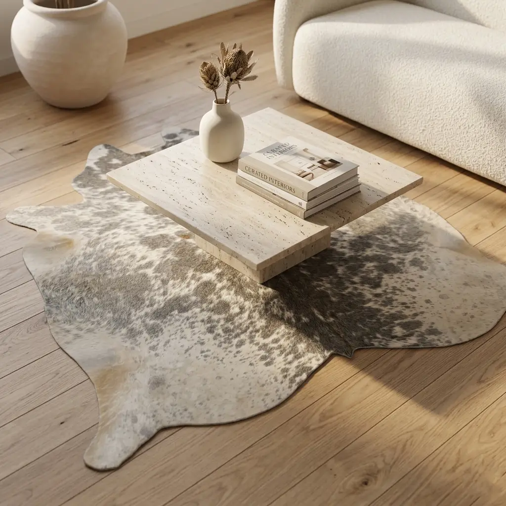Grey salt and pepper Cowhide Rug – 5'-3" x 5'-2" - Image 2