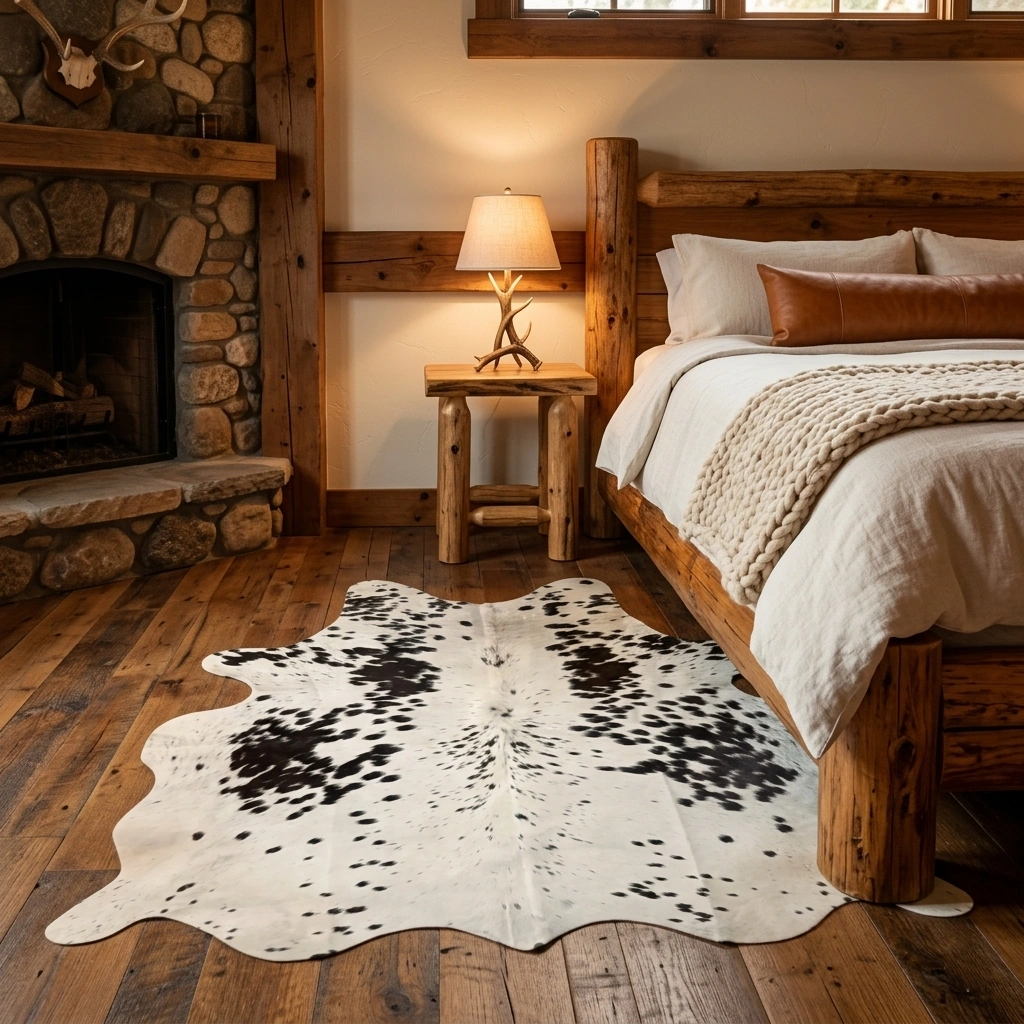 Black salt and pepper Cowhide Rug – 4'-1" x 4'5" - Image 2