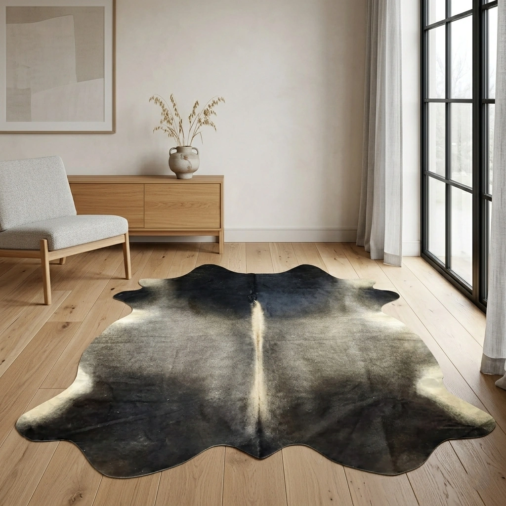 Grey Cowhide Rug – 4'-11" x 4'-7" - Image 2