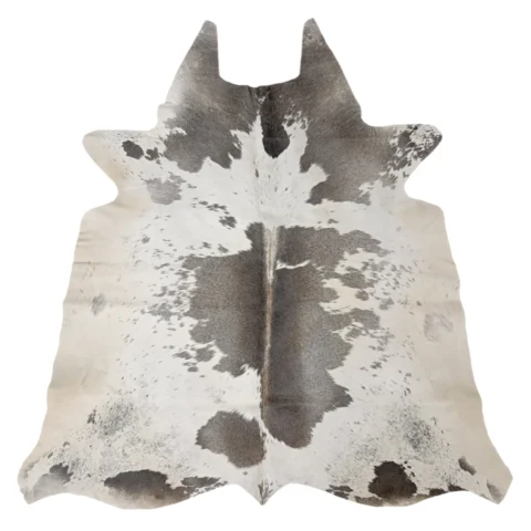Grey salt and pepper cowhide rug, 4'-0" x 4'-2", natural hide floor rug by Ventinots -1