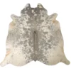 Grey salt and pepper cowhide rug, 5'-3" x 5'-2", natural hide rug by Ventinots