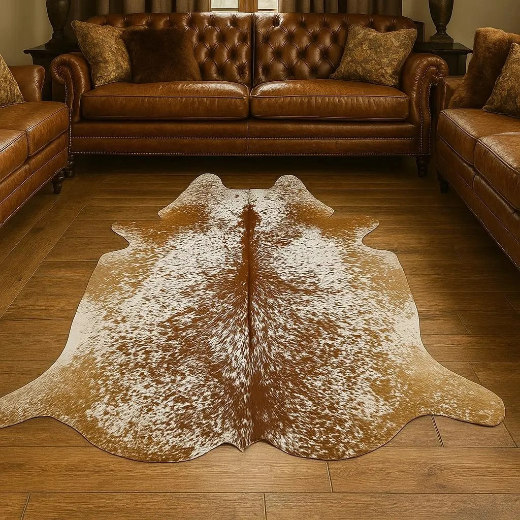 Brown salt and pepper Cowhide Rug – 4'-7" x 4'-9" - Image 2