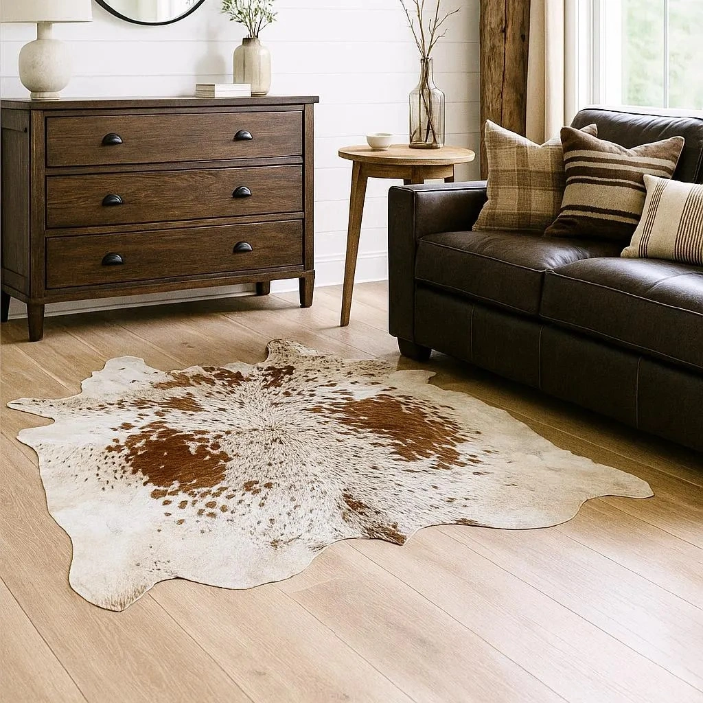 Brown salt and pepper Cowhide Rug – 4'-9" x 5'-6" - Image 2