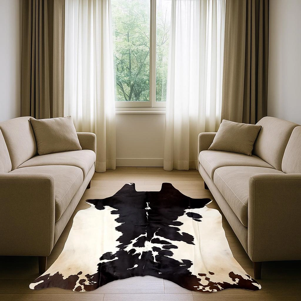Brown salt and pepper Cowhide Rug – 4'-11" x 4'-10" - Image 2