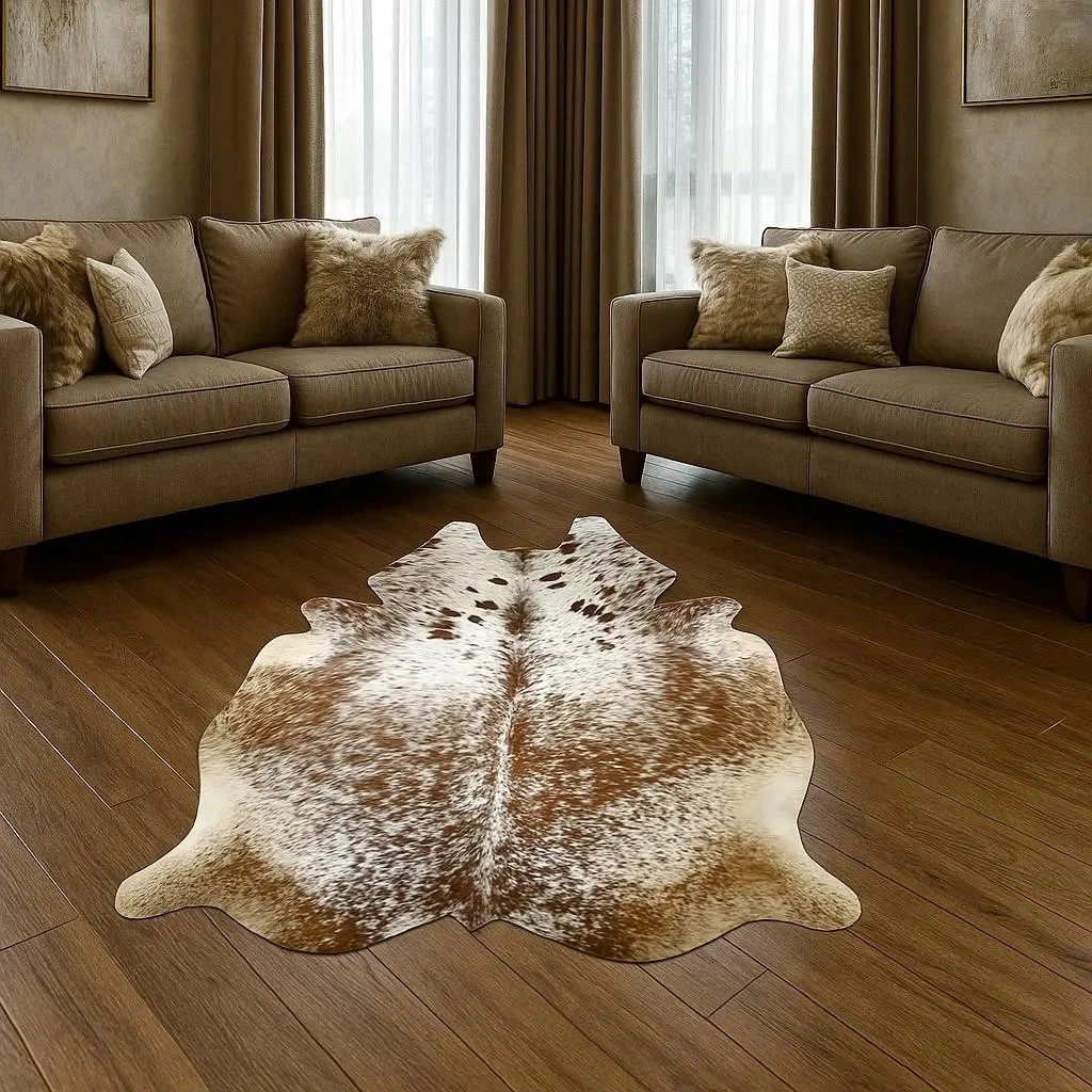 Brown salt and pepper Cowhide Rug – 4'-9" x 5'-8" - Image 2
