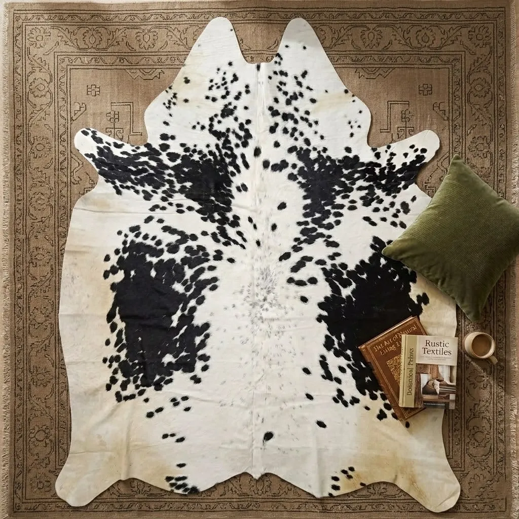 Black salt and pepper Cowhide Rug – 5'-5" x 6'-0" - Image 3