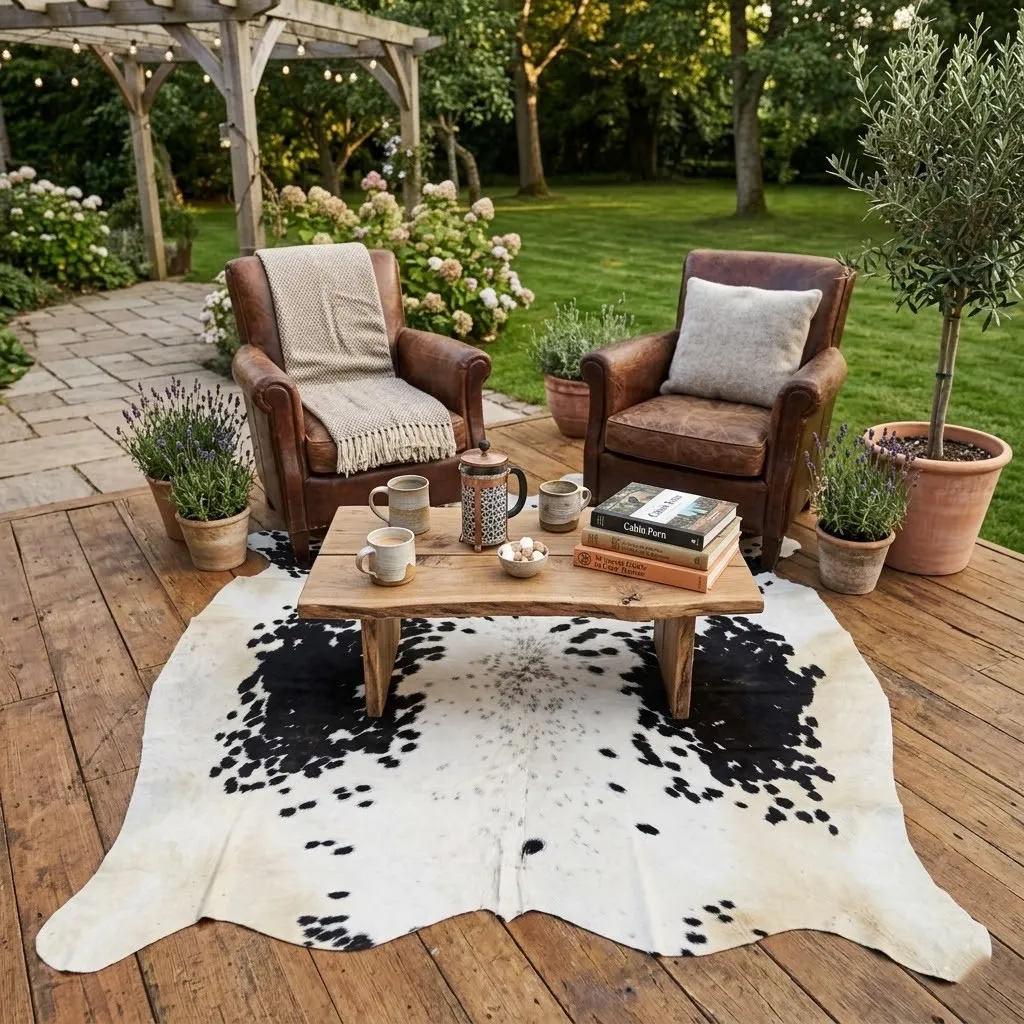Black salt and pepper Cowhide Rug – 5'-5" x 6'-0" - Image 2