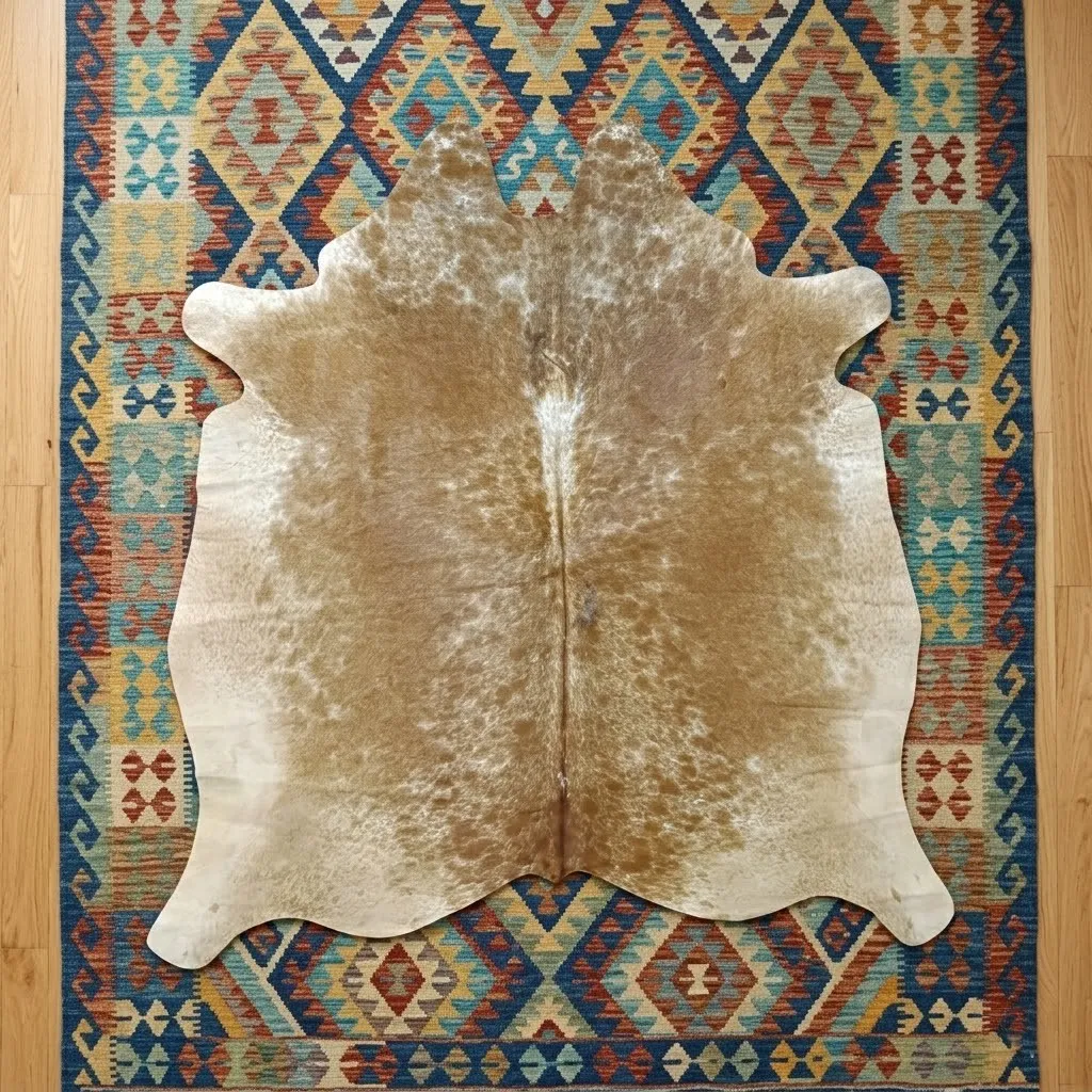 Brown salt and pepper Cowhide Rug – 4'-9" x 5'-0" - Image 6