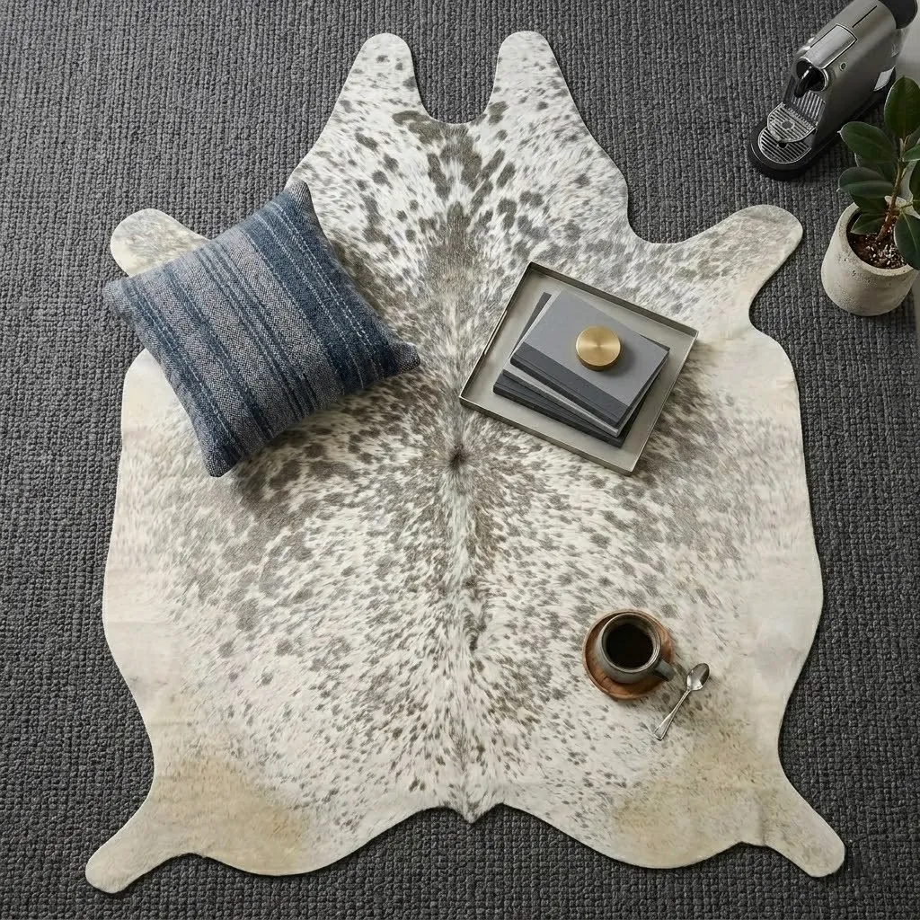 Grey salt and pepper Cowhide Rug – 5'-3" x 5'-7" - Image 4
