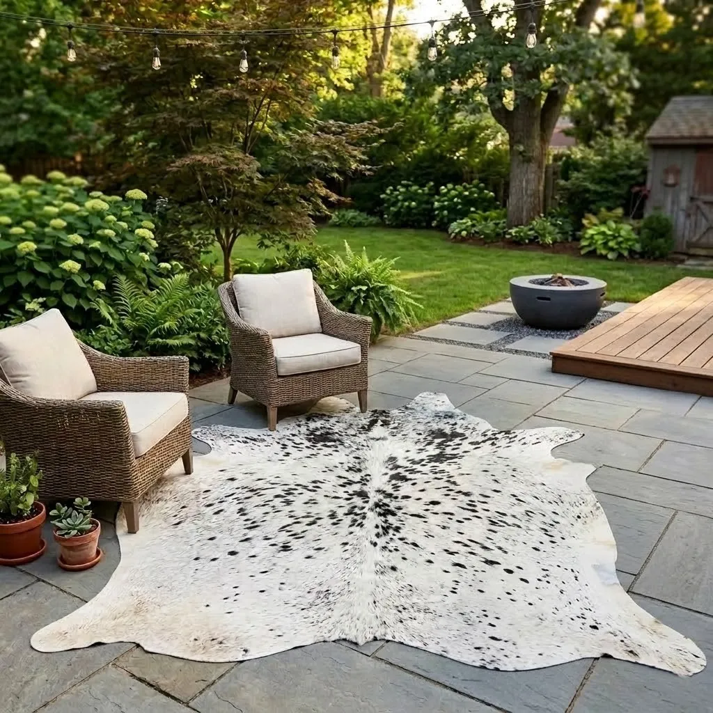 Black salt and pepper Cowhide Rug – 5'-3" x 5'-3" - Image 2